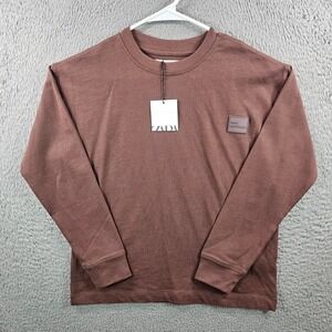 NEW Zara T-Shirt Youth Size 9 10 140 CM Crew Neck‎ Long Sleeve Brown